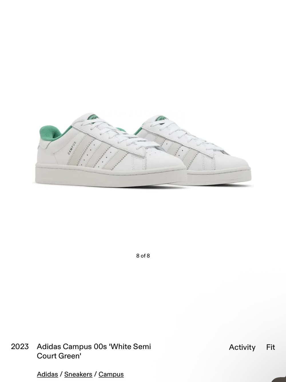 adidas Campus 00s Men’s White with Green Accents